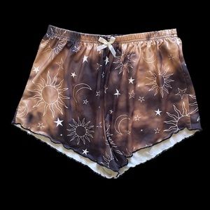 Celestial witchy brown maroon lounge shorts size M whimsigoth astrology vibes